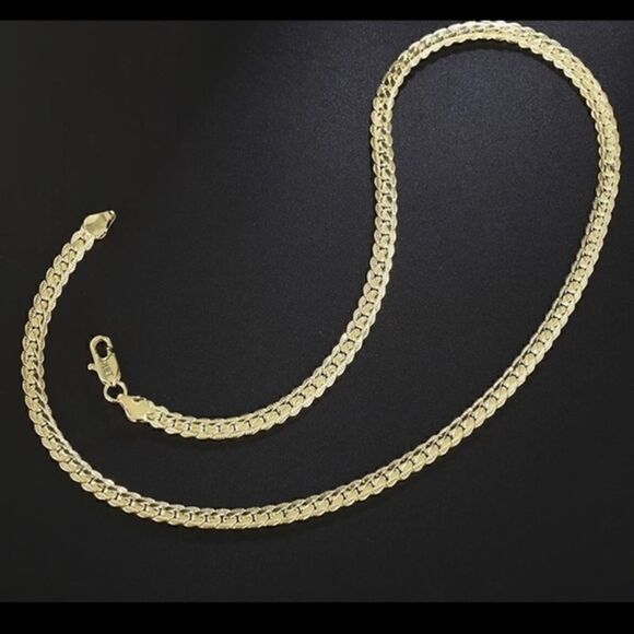 18K Gold 6mm Full Side Chain Necklace - Picture 5 of 7